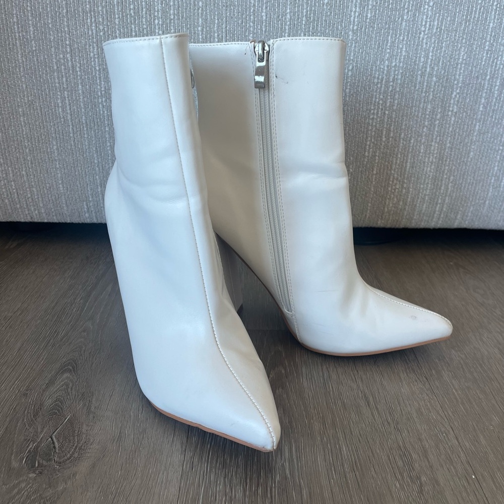 Women’s white high heel boots